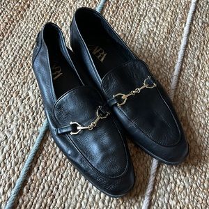 Zara leather horsebit buckle loafers